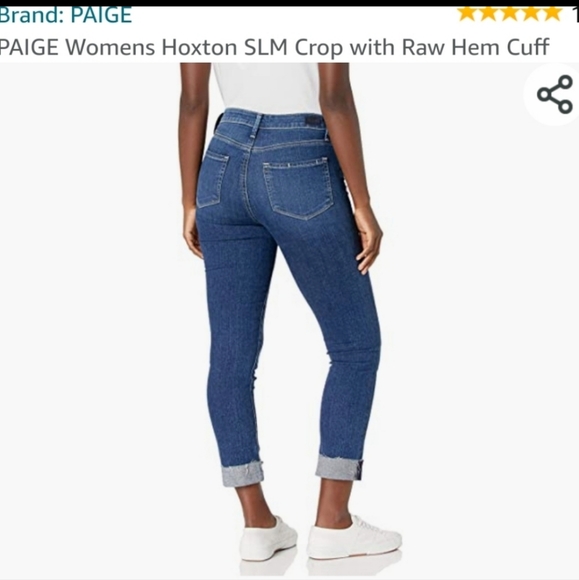NWT PAIGE hoxton slim crop jeans with raw hem cuff - Picture 5 of 7